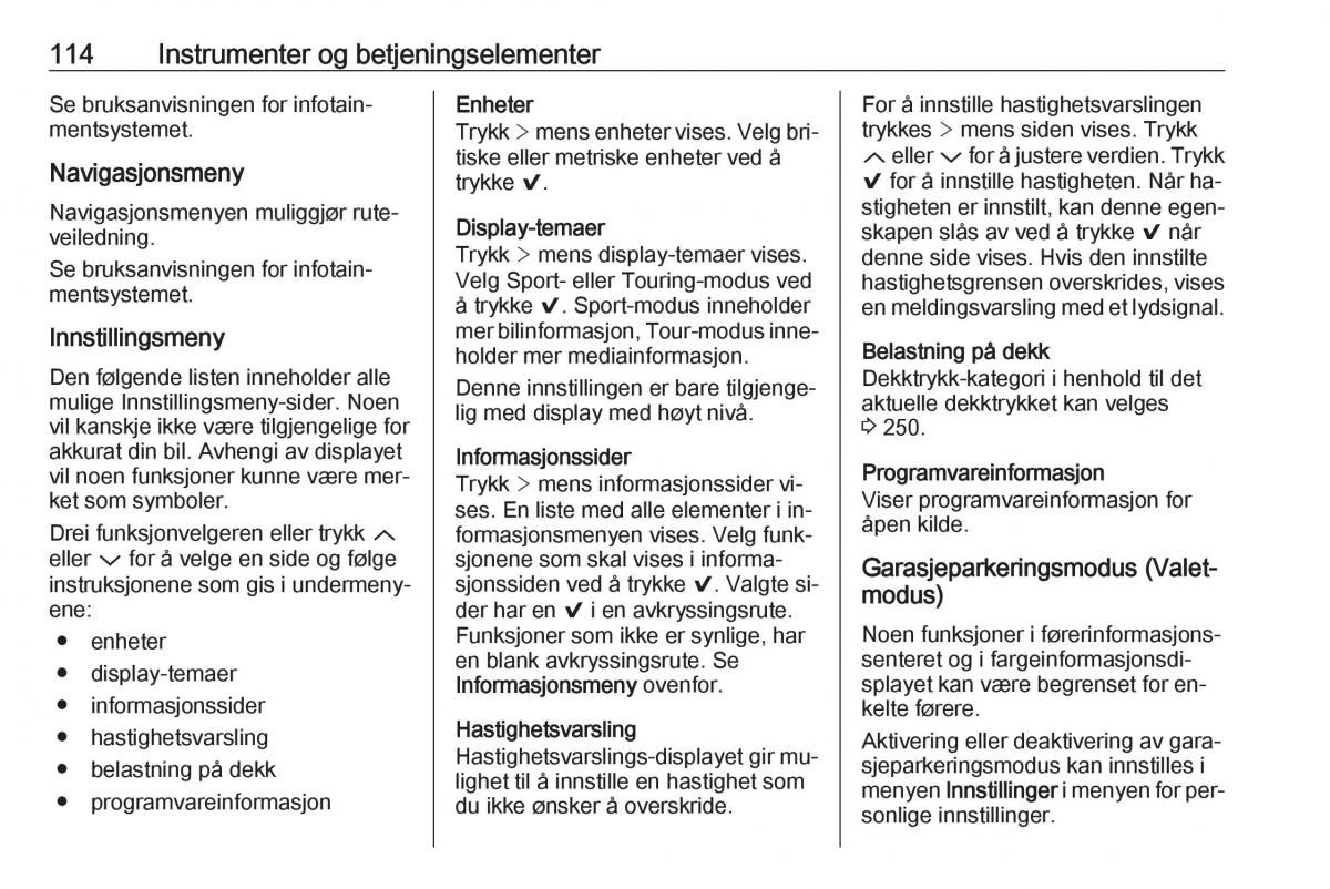 Opel Insignia A bruksanvisningen / page 116