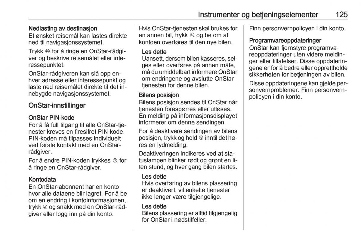 Opel Insignia A bruksanvisningen / page 127