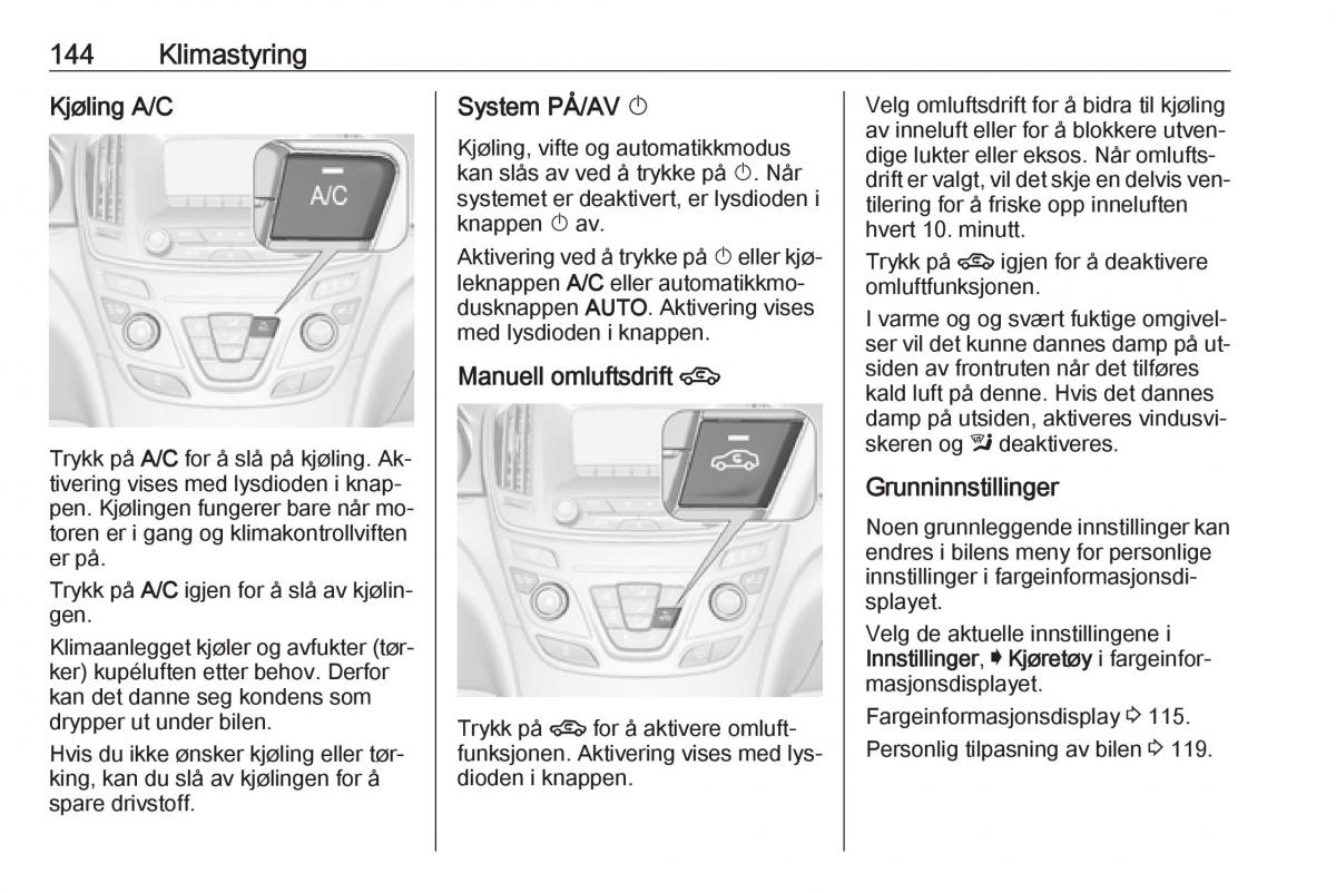 Opel Insignia A bruksanvisningen / page 146