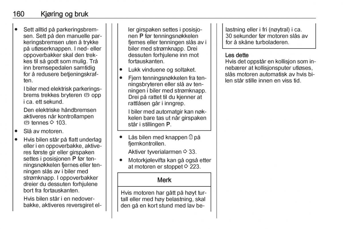 Opel Insignia A bruksanvisningen / page 162