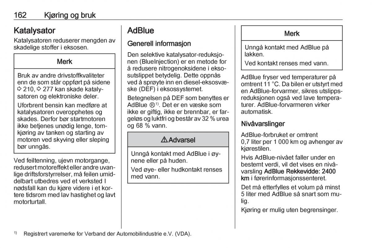 Opel Insignia A bruksanvisningen / page 164