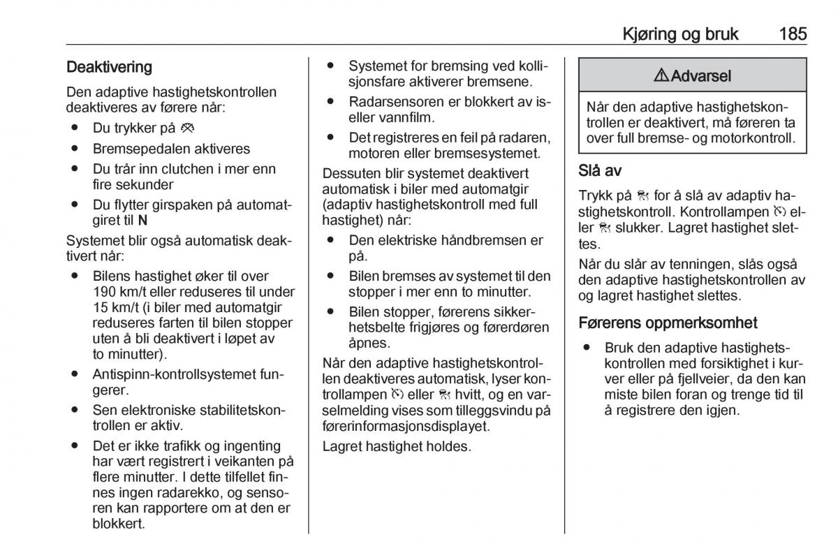 Opel Insignia A bruksanvisningen / page 187