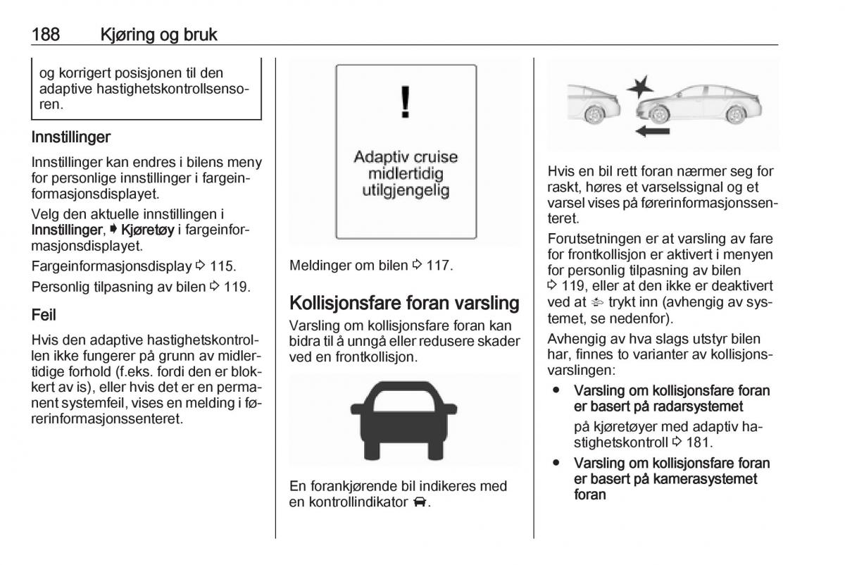 Opel Insignia A bruksanvisningen / page 190