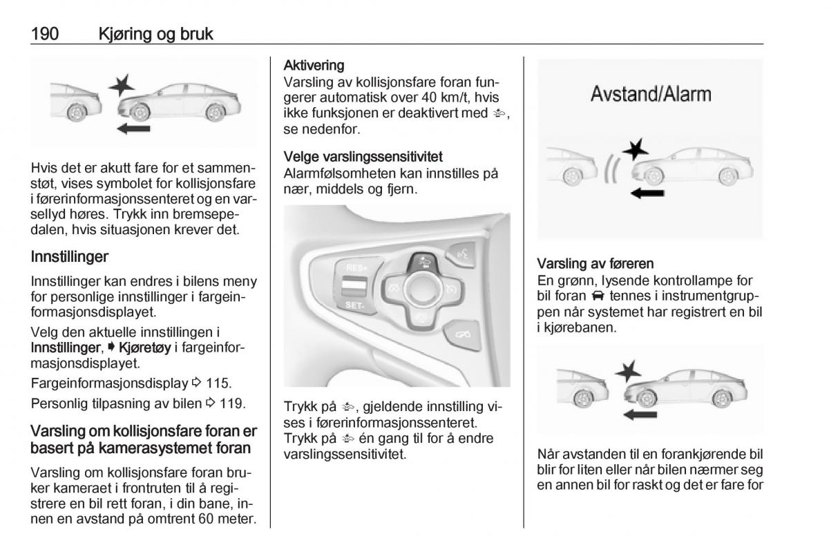 Opel Insignia A bruksanvisningen / page 192