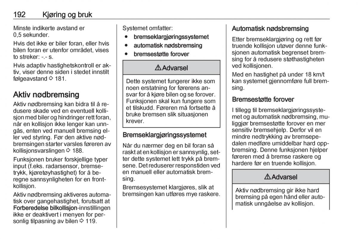 Opel Insignia A bruksanvisningen / page 194