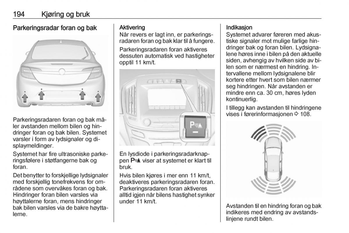 Opel Insignia A bruksanvisningen / page 196