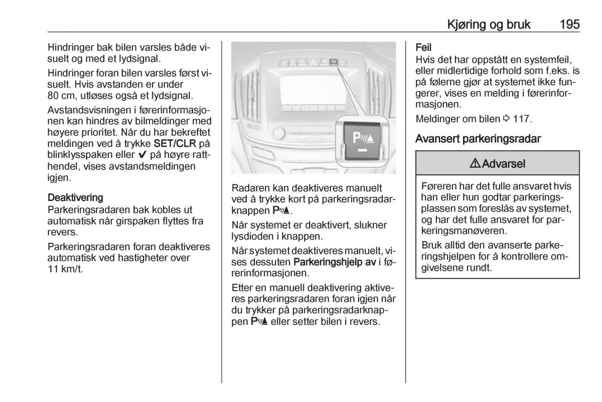 Opel Insignia A bruksanvisningen / page 197