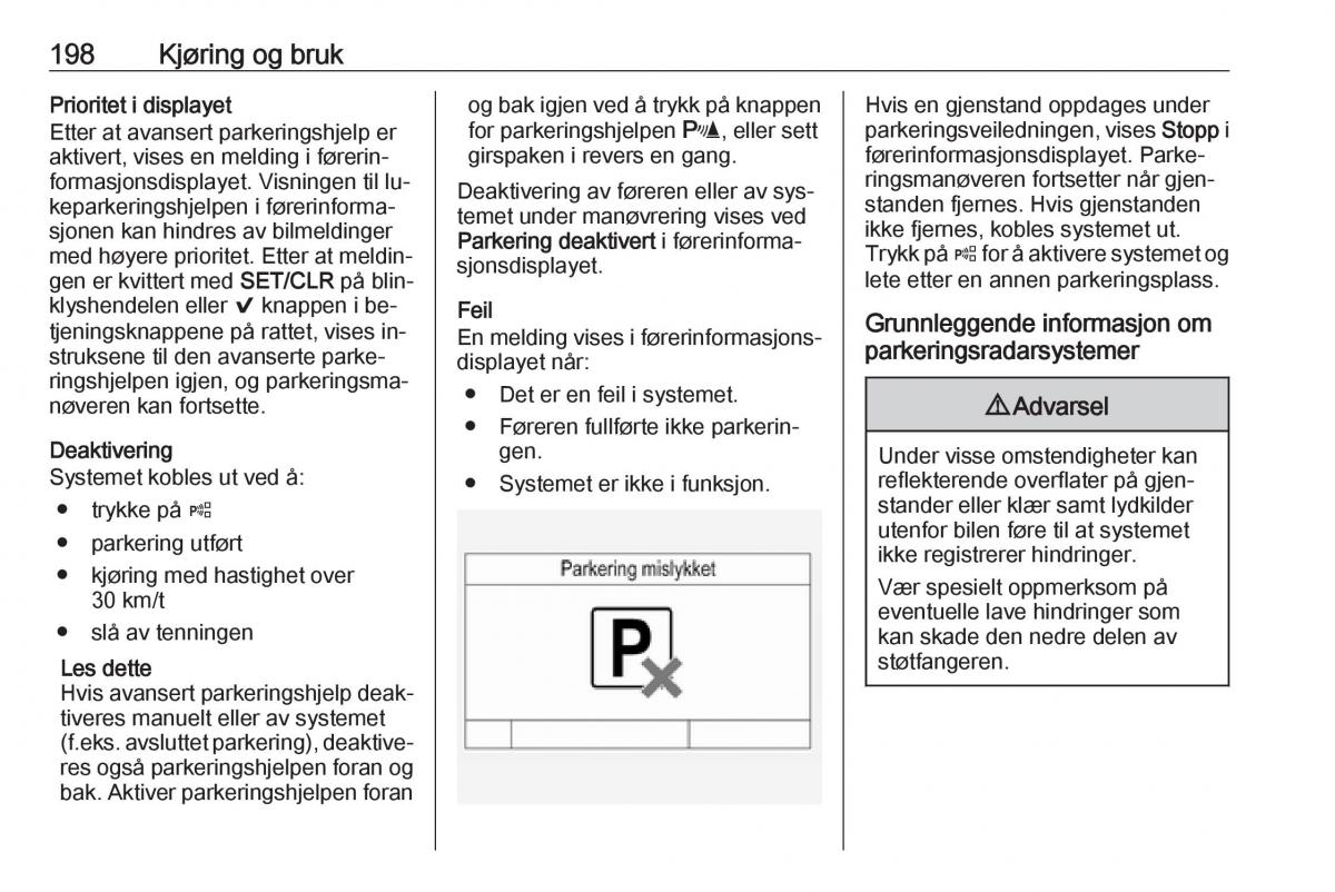 Opel Insignia A bruksanvisningen / page 200