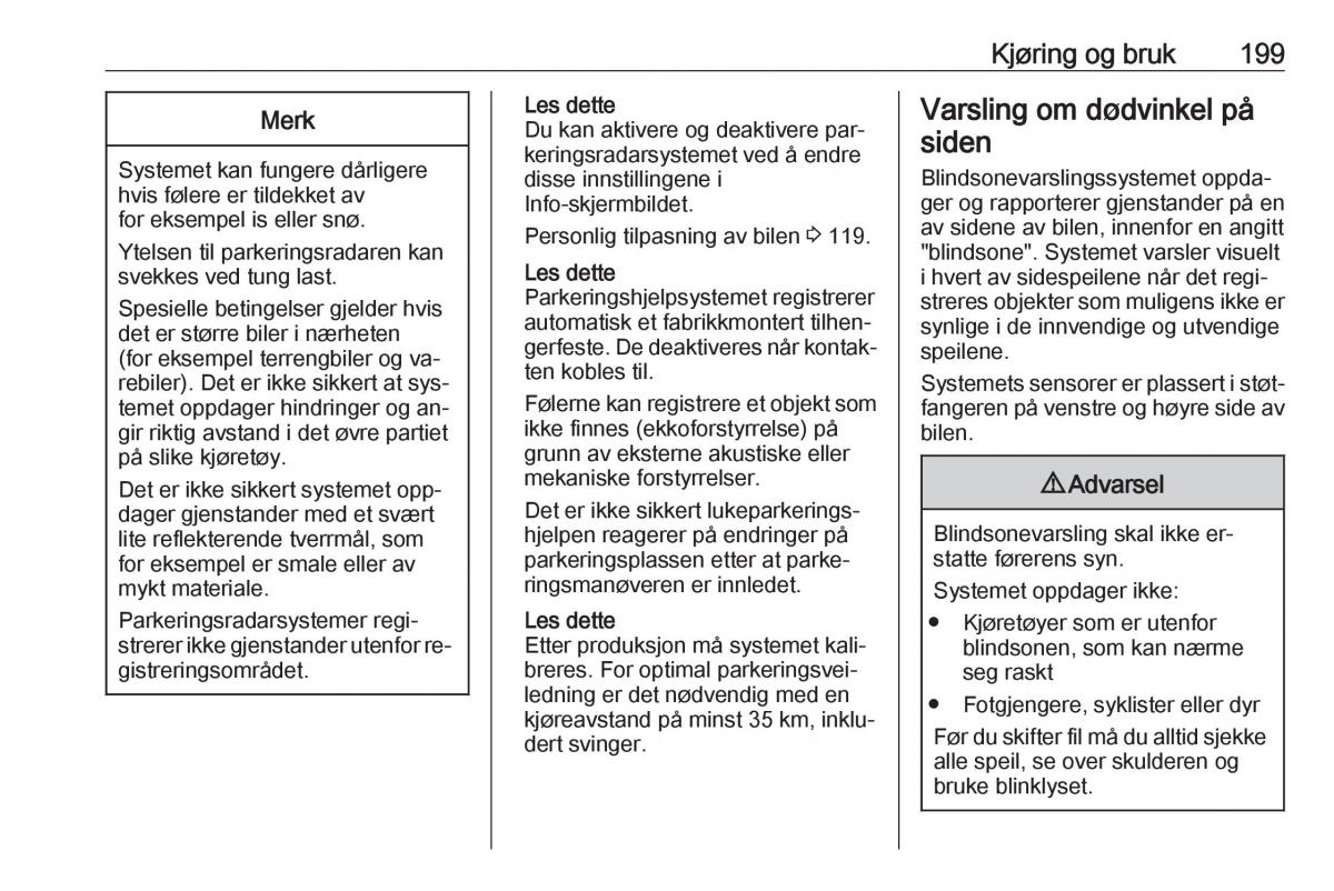 Opel Insignia A bruksanvisningen / page 201