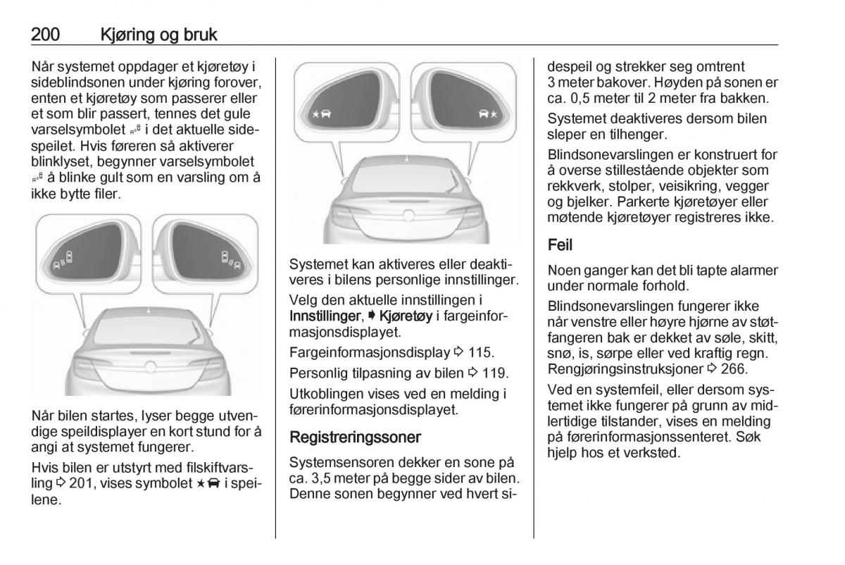 Opel Insignia A bruksanvisningen / page 202