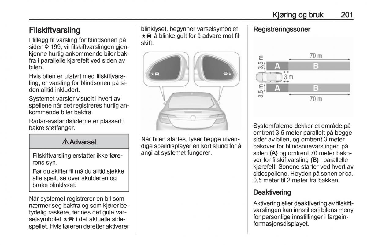 Opel Insignia A bruksanvisningen / page 203