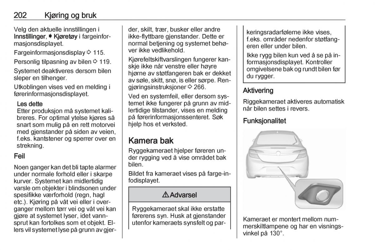 Opel Insignia A bruksanvisningen / page 204