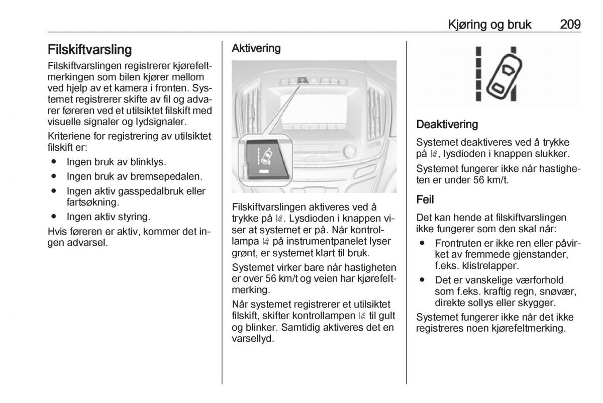 Opel Insignia A bruksanvisningen / page 211