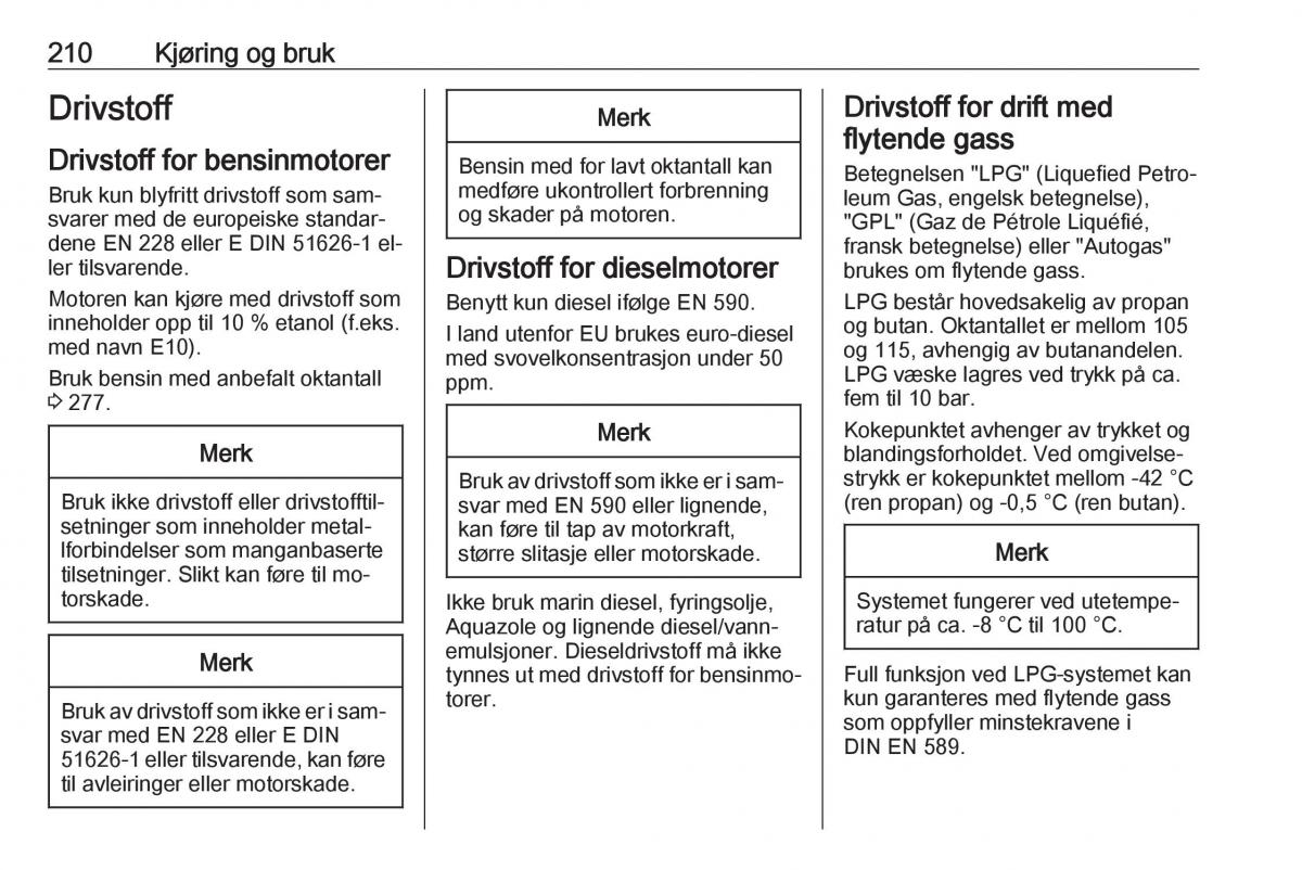 Opel Insignia A bruksanvisningen / page 212