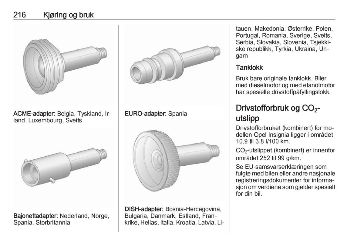 Opel Insignia A bruksanvisningen / page 218