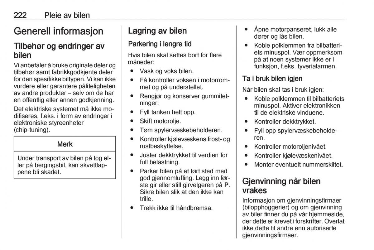 Opel Insignia A bruksanvisningen / page 224