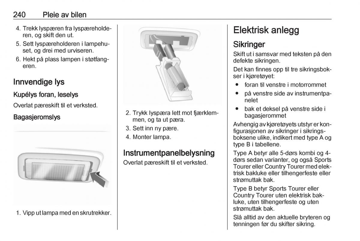 Opel Insignia A bruksanvisningen / page 242