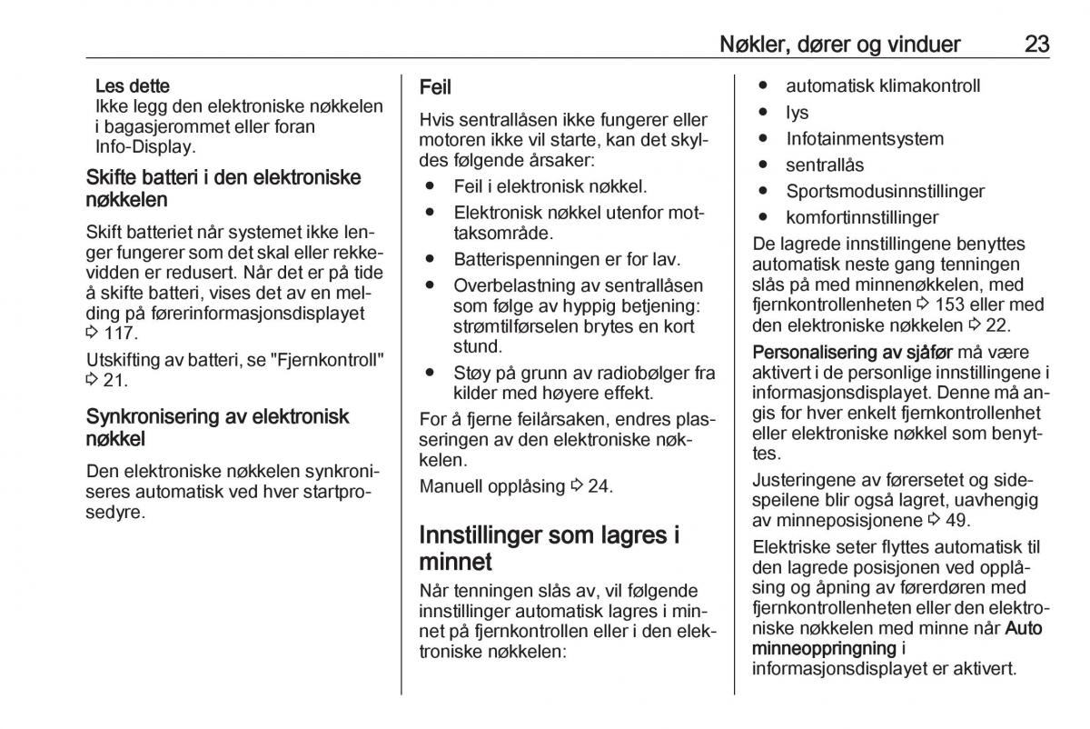 Opel Insignia A bruksanvisningen / page 25