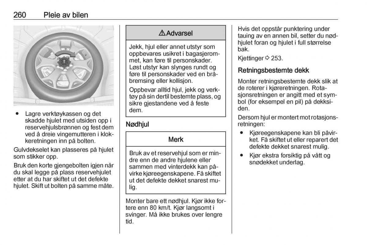 Opel Insignia A bruksanvisningen / page 262