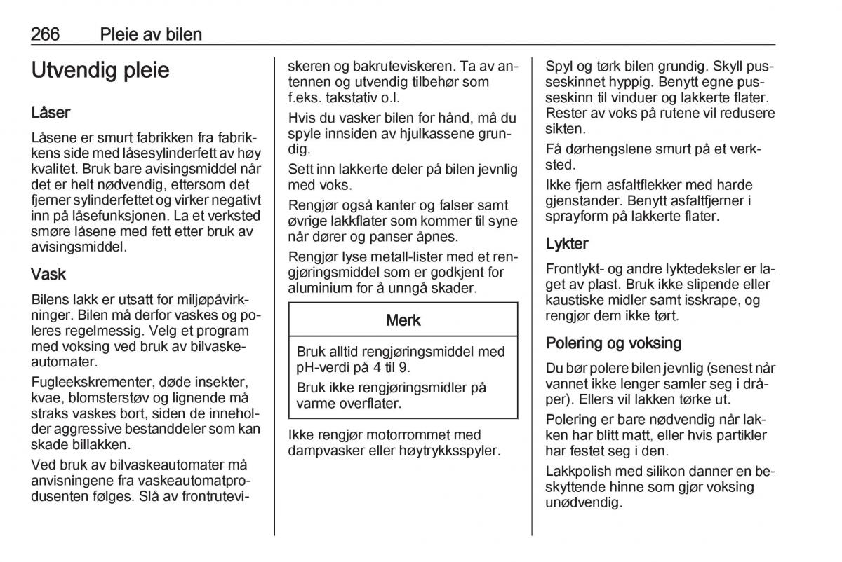 Opel Insignia A bruksanvisningen / page 268