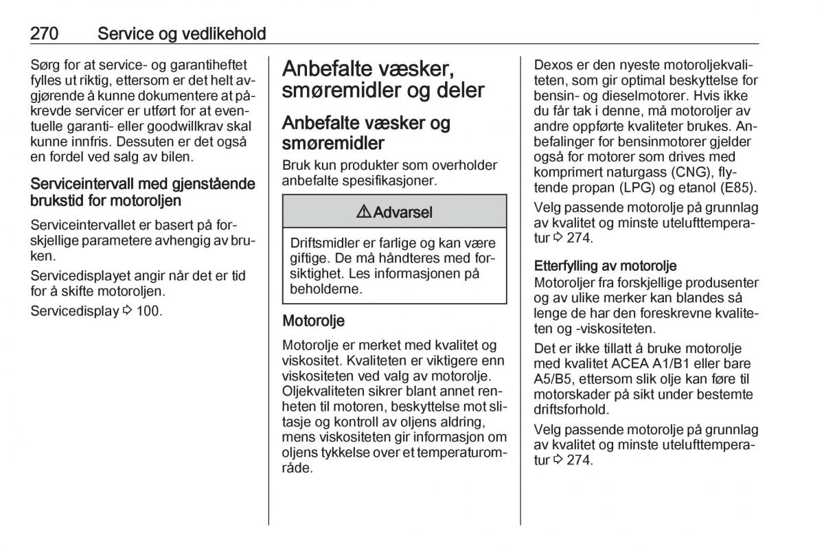 Opel Insignia A bruksanvisningen / page 272