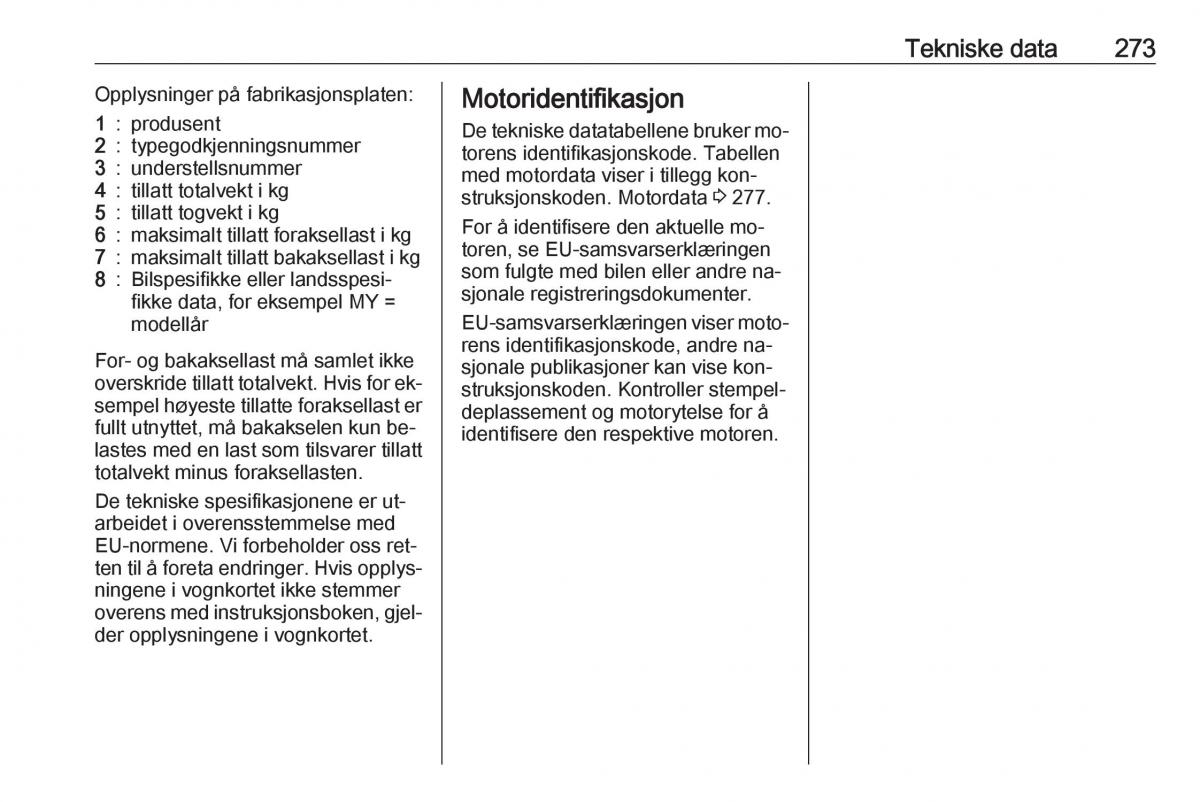 Opel Insignia A bruksanvisningen / page 275