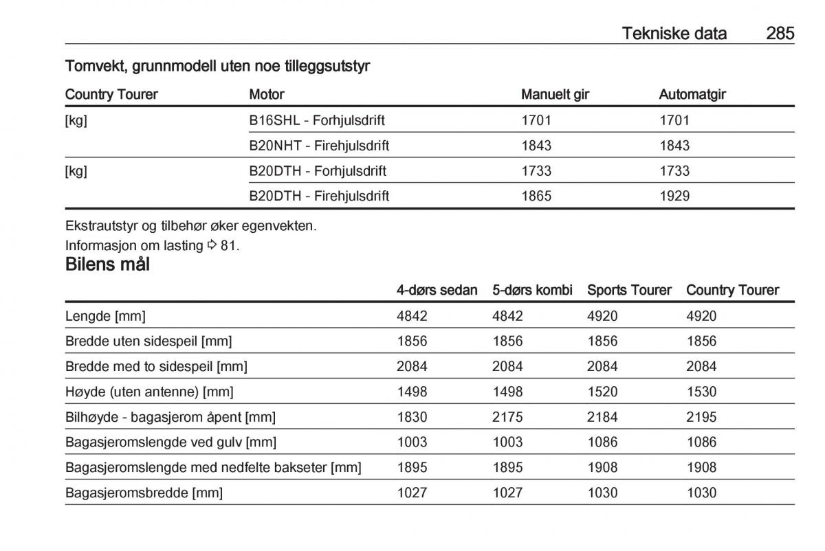 Opel Insignia A bruksanvisningen / page 287