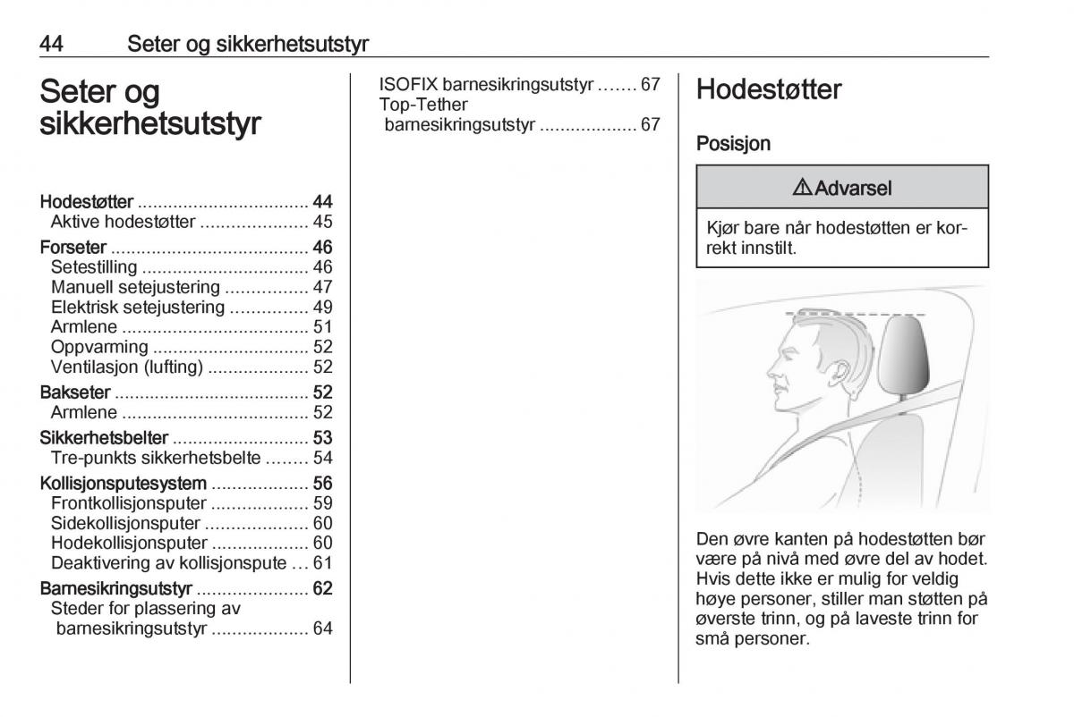 Opel Insignia A bruksanvisningen / page 46