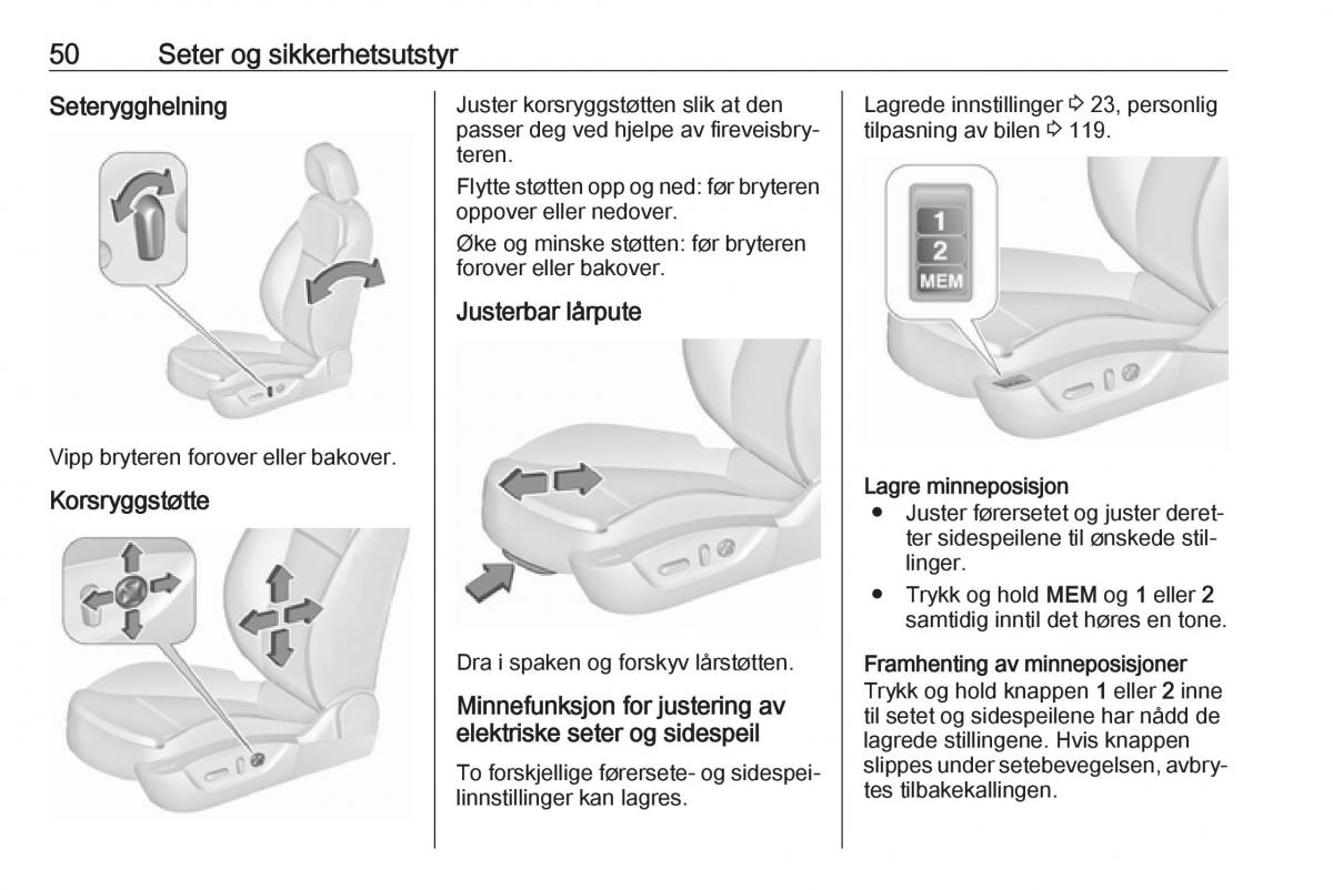 Opel Insignia A bruksanvisningen / page 52