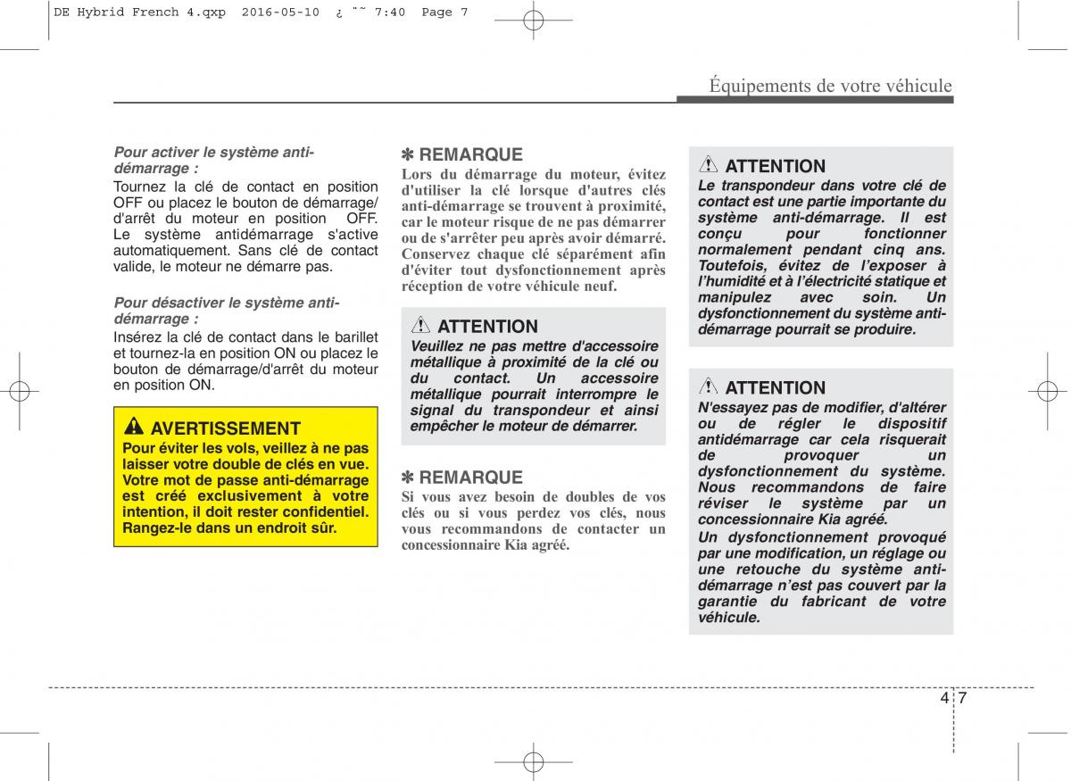 KIA Niro manuel du proprietaire / page 108