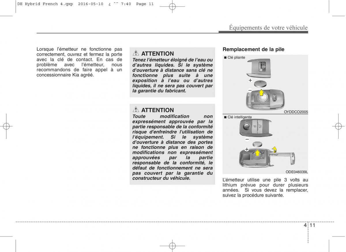 KIA Niro manuel du proprietaire / page 112