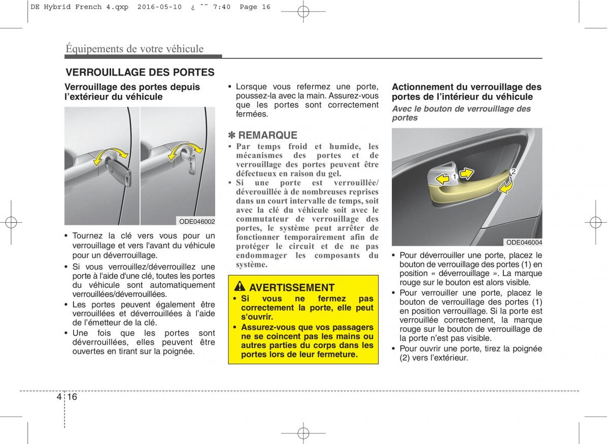 KIA Niro manuel du proprietaire / page 117