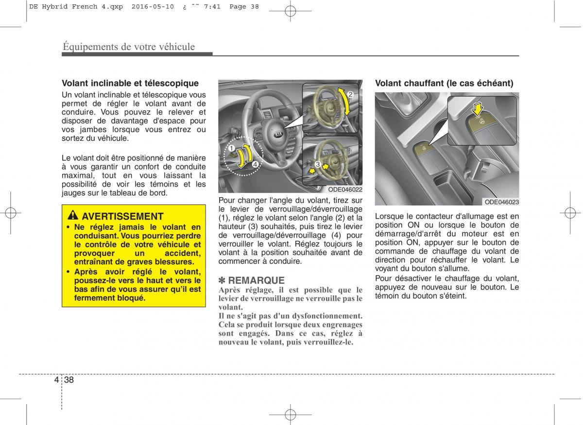 KIA Niro manuel du proprietaire / page 139