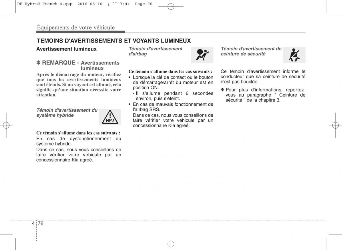 KIA Niro manuel du proprietaire / page 177