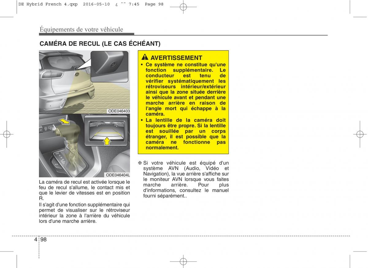 KIA Niro manuel du proprietaire / page 199