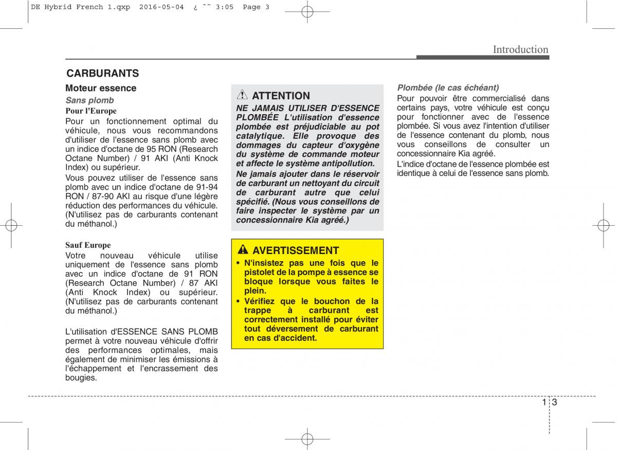 KIA Niro manuel du proprietaire / page 22