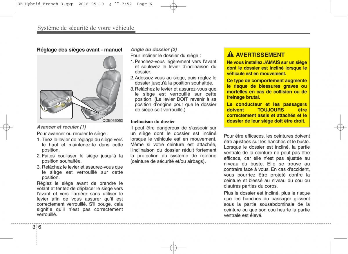 KIA Niro manuel du proprietaire / page 37