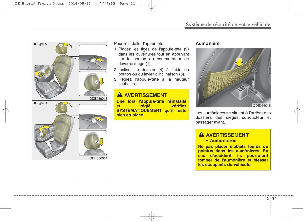 KIA Niro manuel du proprietaire / page 42