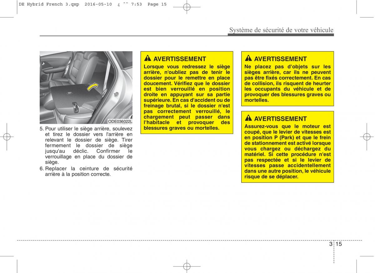 KIA Niro manuel du proprietaire / page 46