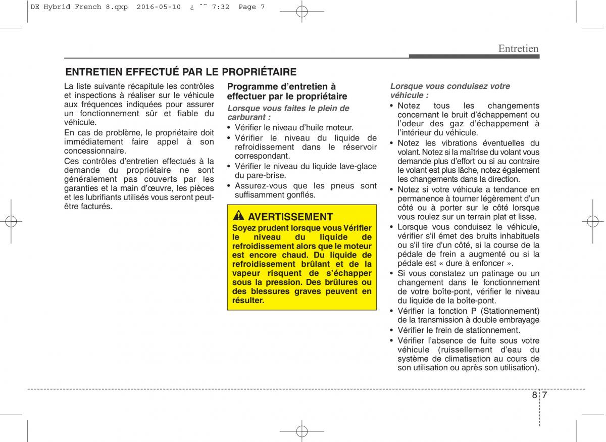 KIA Niro manuel du proprietaire / page 462