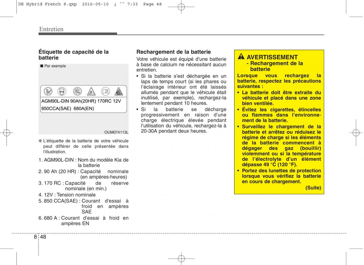 KIA Niro manuel du proprietaire / page 503