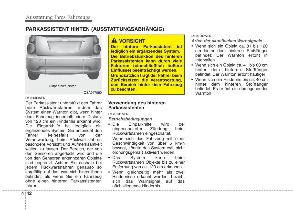 KIA Picanto I 1 Handbuch / page 122