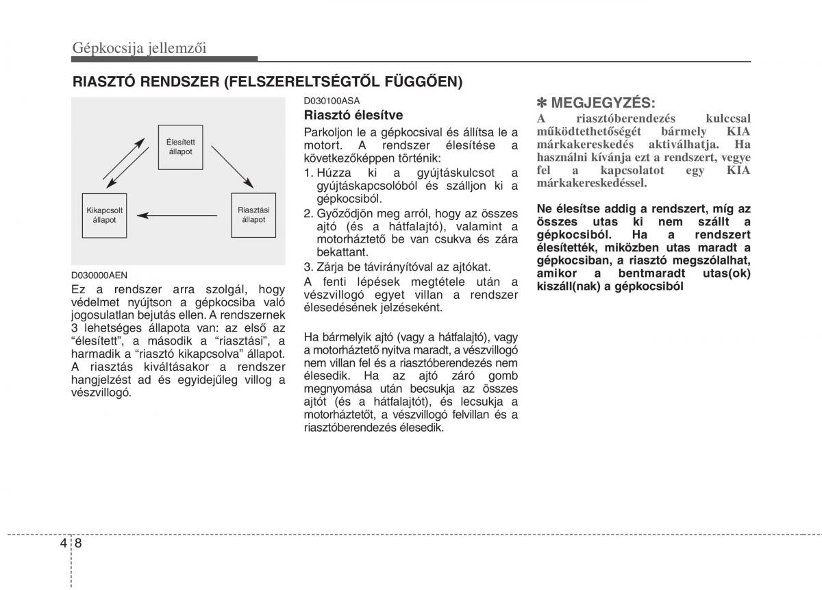 KIA Picanto I 1 Kezelesi utmutato / page 86