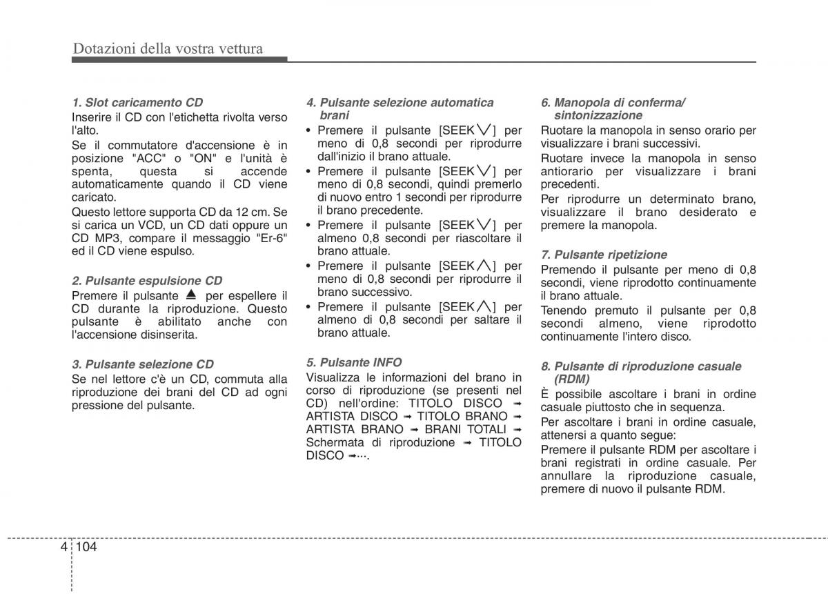 KIA Picanto I 1 manuale del proprietario / page 182