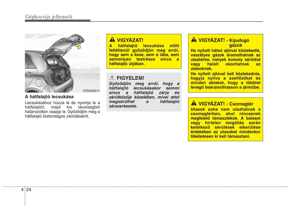 KIA Picanto II 2 Kezelesi utmutato / page 106