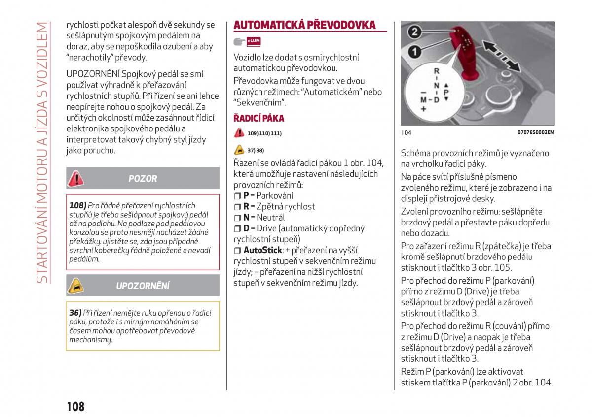 Alfa Romeo Giulia navod k obsludze / page 110