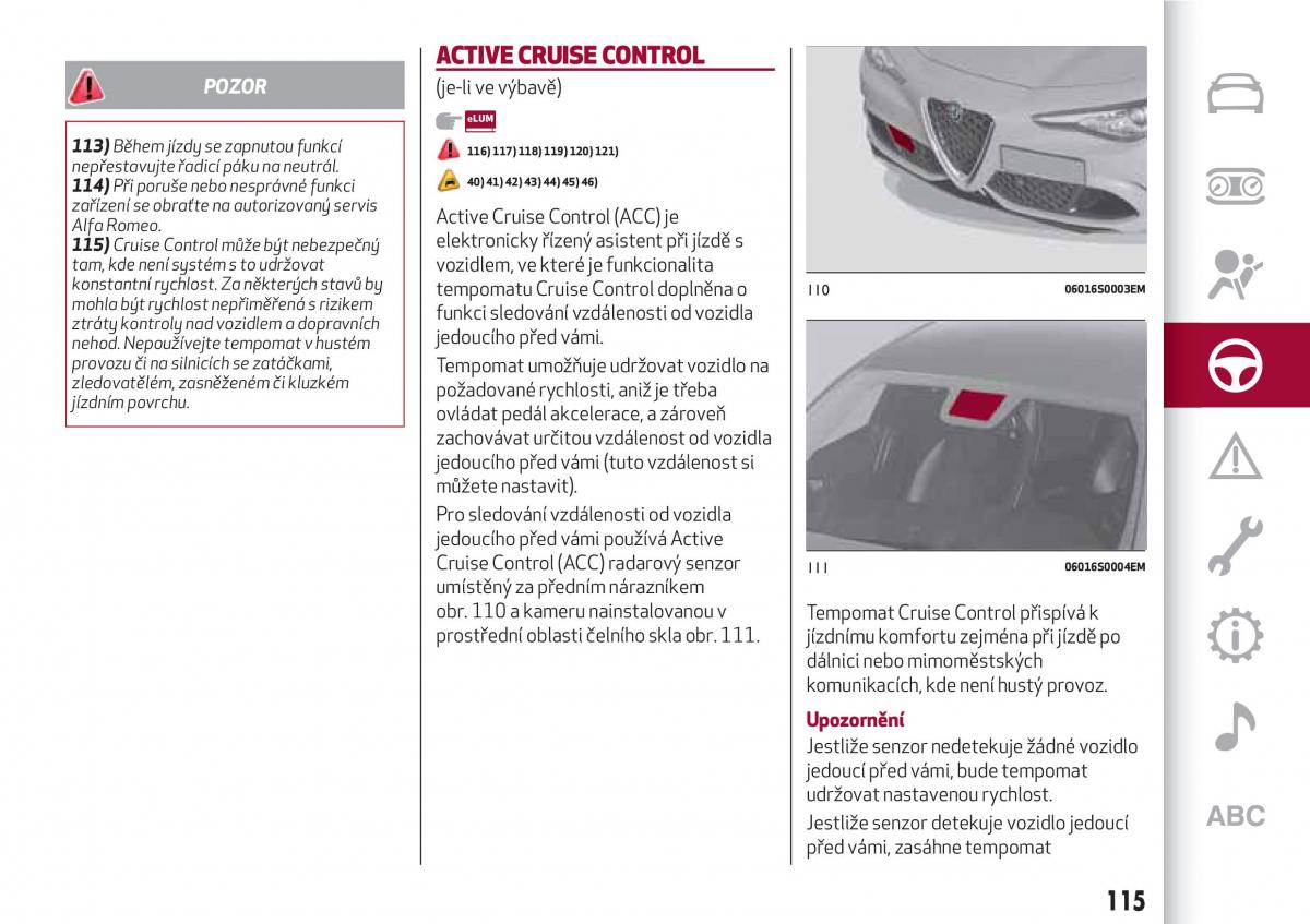 Alfa Romeo Giulia navod k obsludze / page 117