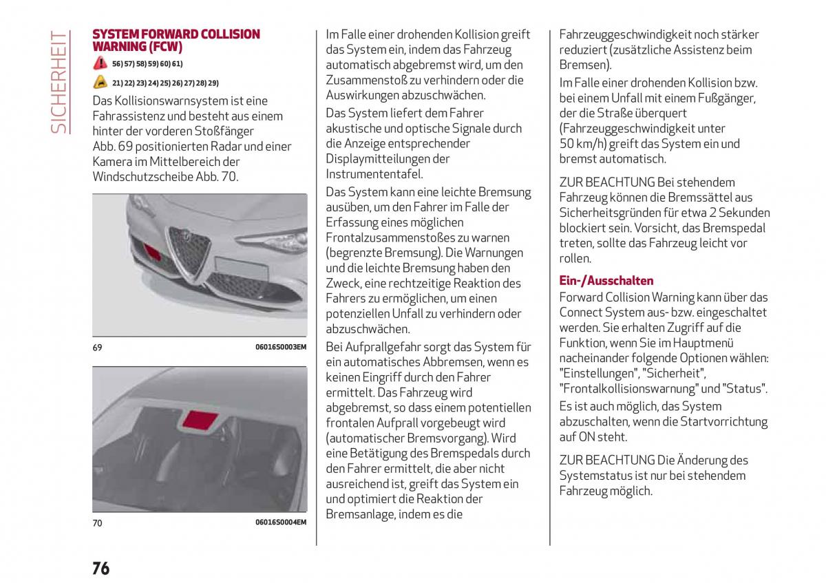 Alfa Romeo Giulia Handbuch / page 78