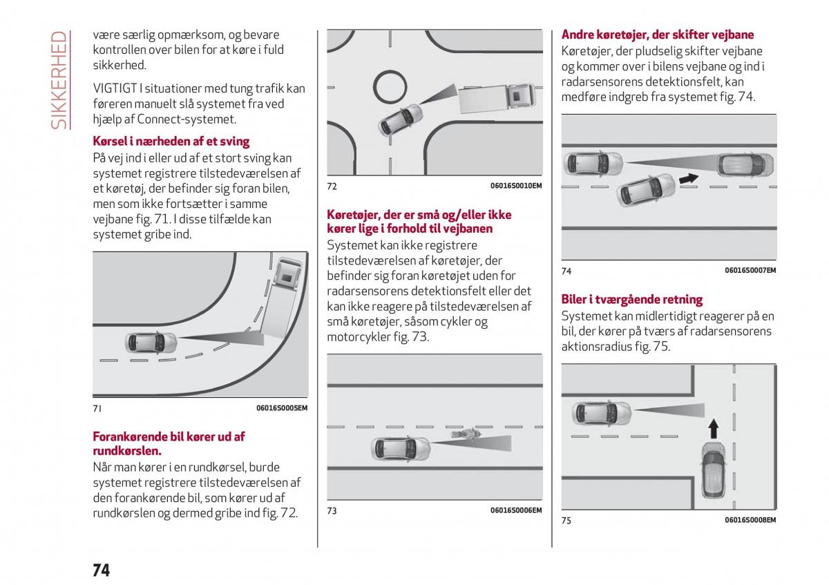 Alfa Romeo Giulia Bilens instruktionsbog / page 76