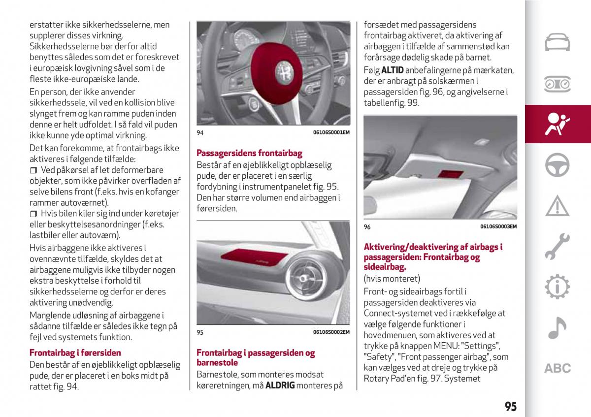 Alfa Romeo Giulia Bilens instruktionsbog / page 97